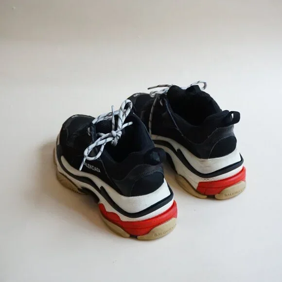 Balenciaga Triple S Mesh/ Leather Black Red White Trainers - Size EU 39 - Picture 6 of 13